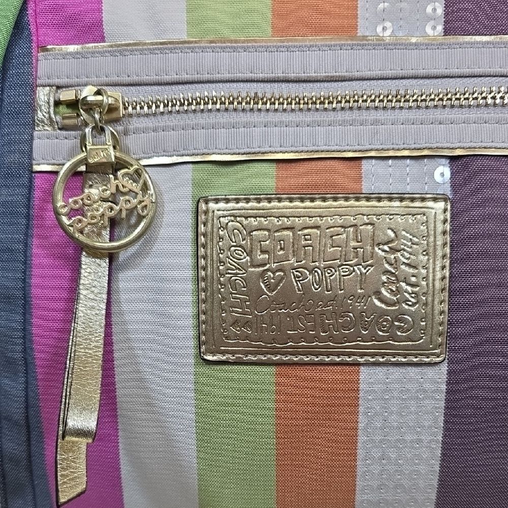 Coach Poppy Legacy Stripe Glam Tote - Picture 3 of 15